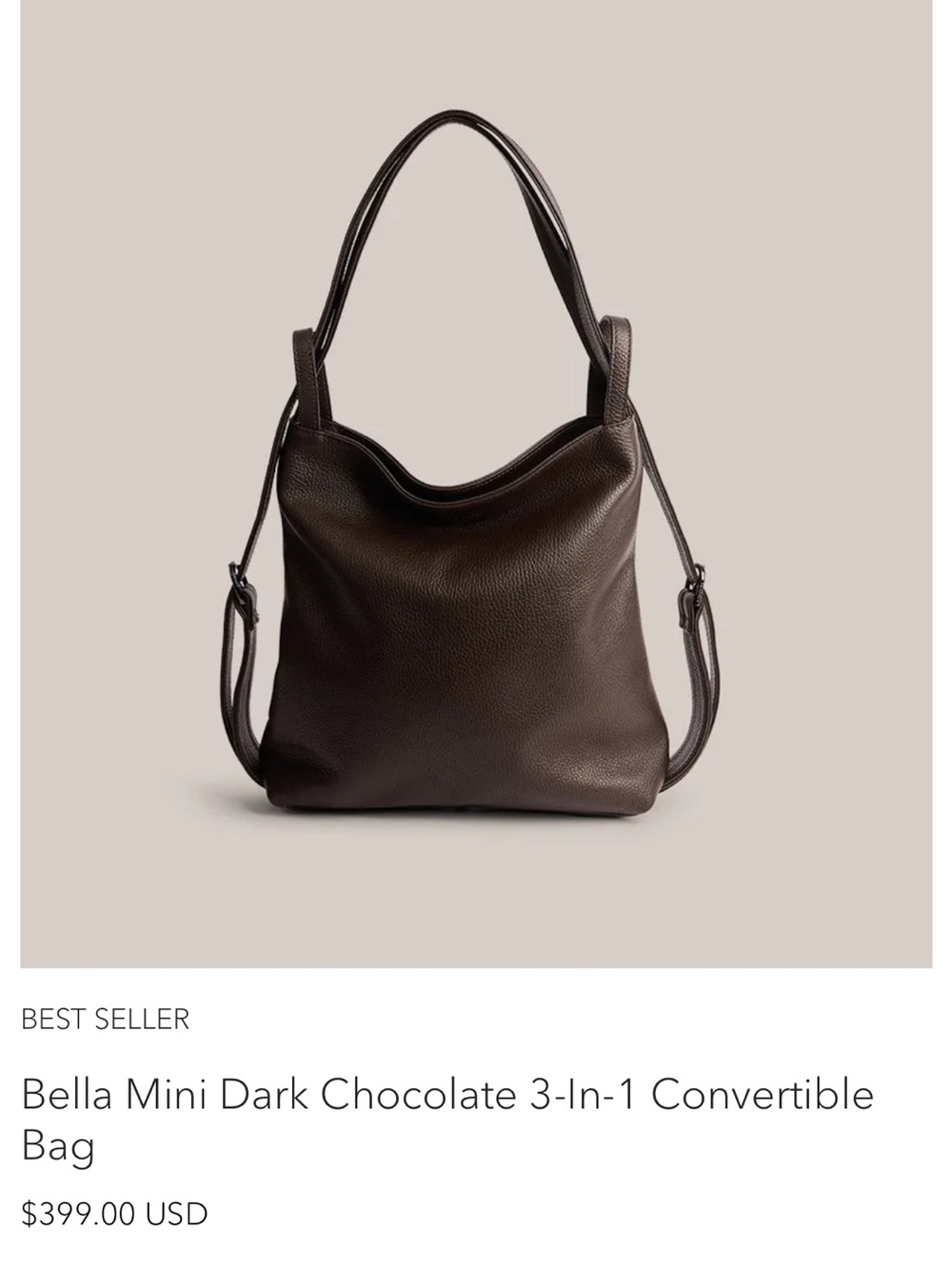 Vestirsi Bella Mini convertible bag NWT dark chocolate - Picture 5 of 10